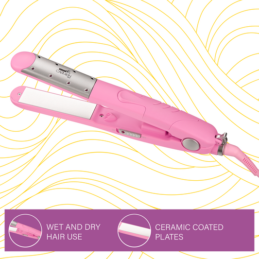 Carmen Ceramic Straightener Wet n Dry- Pink, Salon-Quality Hair at Home