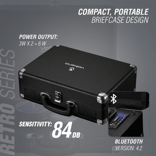 Volkano Retro Series Portable Vinyl 3-Speed Record Player Turntable