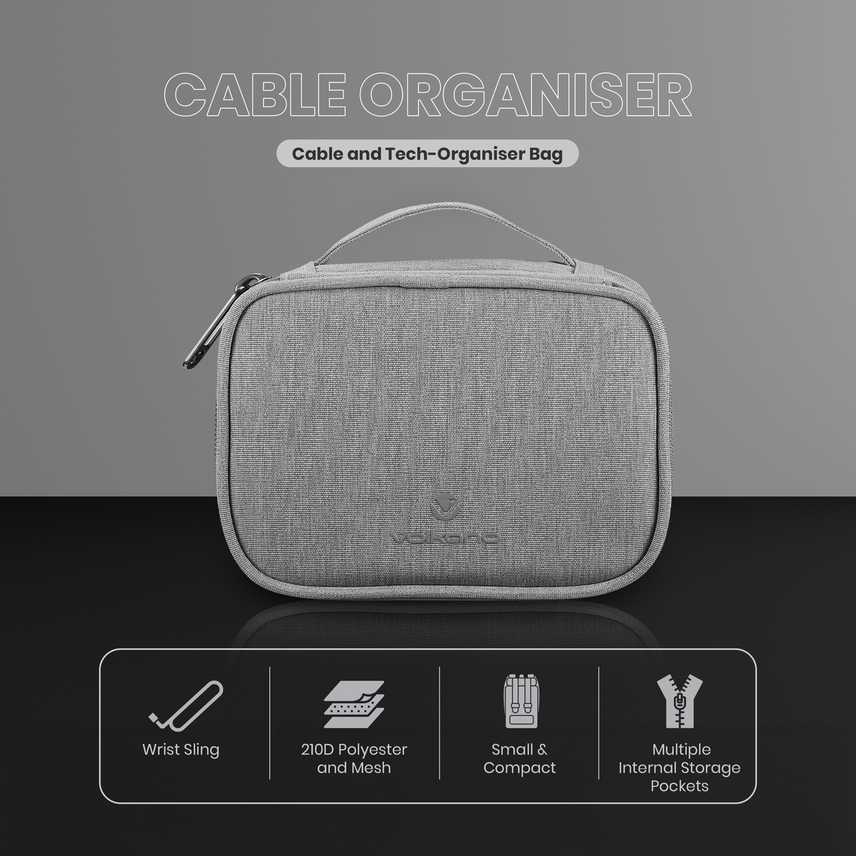 Volkano Cable Organiser Medium - Grey