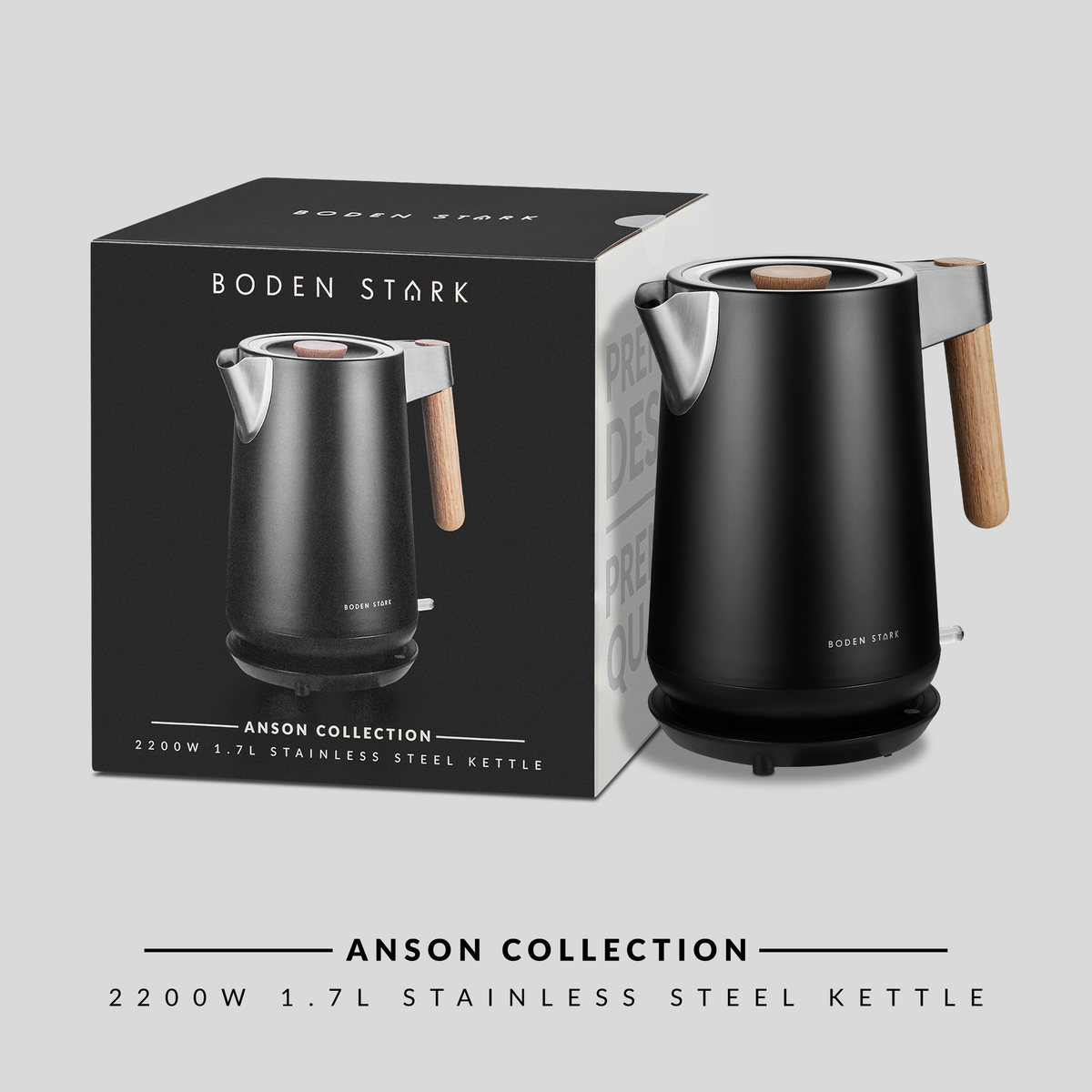 Boden Stark 1.7L Cordless Kettle with Boil Dry Protect | Anson Collection