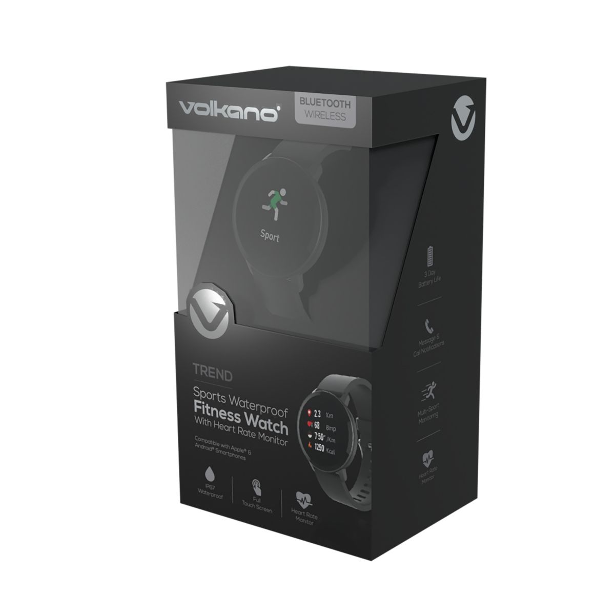 Volkano Smart Watch for Men or Women with Heart Rate Monitor - Trend Series