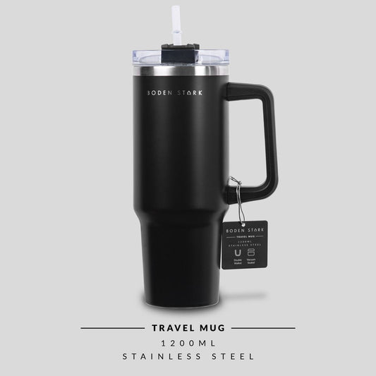 Boden Stark 1200ml Stainless Steel Travel Mug - Black