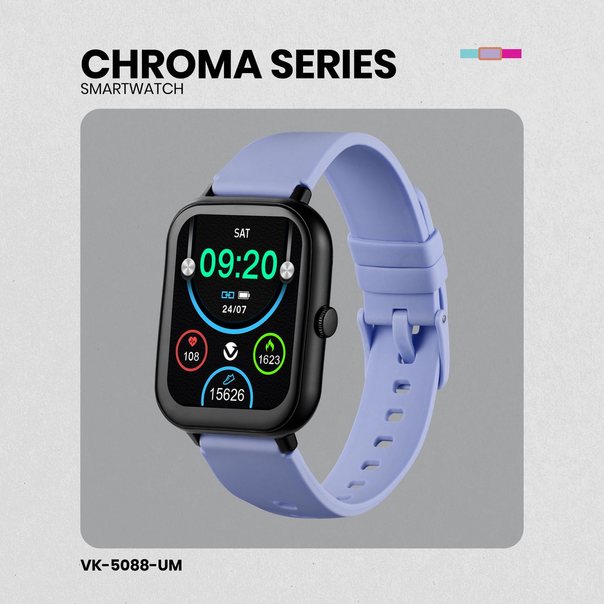 Volkano Chroma Series Smartwatch - Ultramarine strap