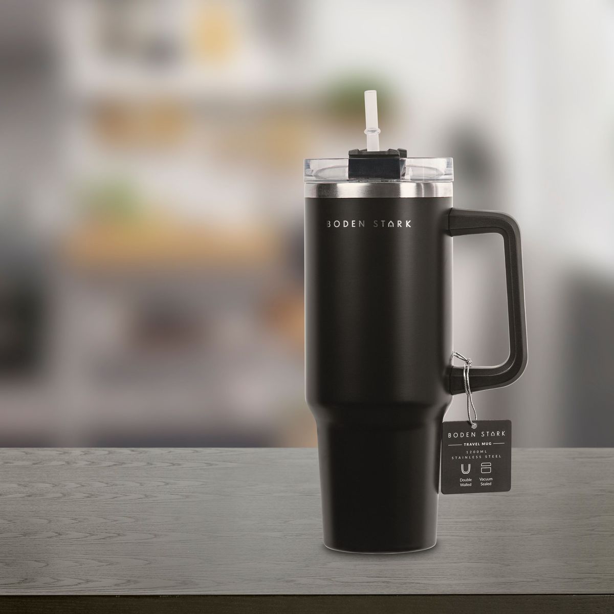 Boden Stark 1200ml Stainless Steel Travel Mug - Black