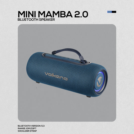 Volkano Mini Mamba 2.0 Series True Wireless Bluetooth Speaker - Blue