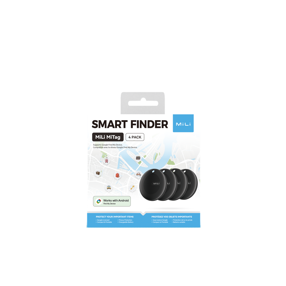 Mili MiTag Bluetooth Tracker for Android - AirTag Alternative (4-Pack)