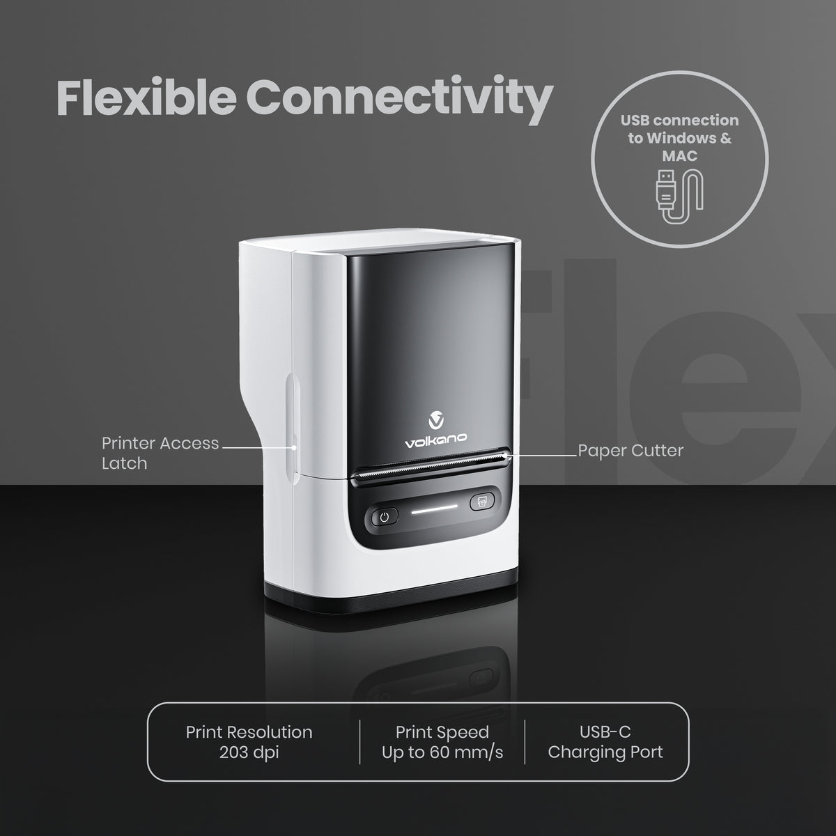 Volkano Label Printer - LabelPro Duo Series Dual Size Thermal Printer