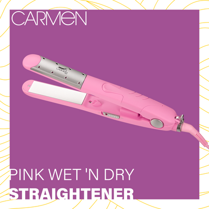 Carmen Ceramic Straightener Wet n Dry- Pink, Salon-Quality Hair at Home