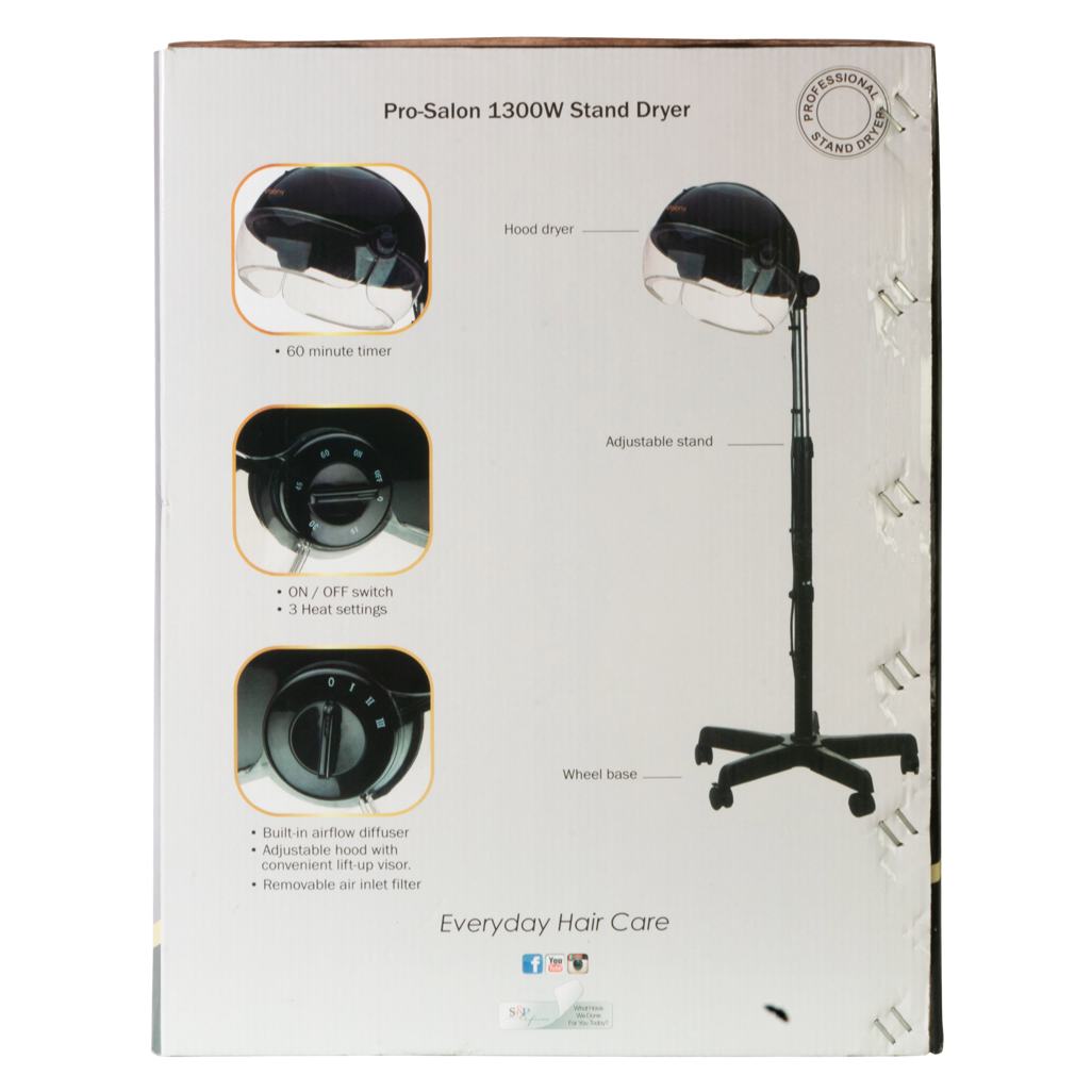 Carmen Ebony 1300W Adustable Height Professional Salon Stand Hair Dryer