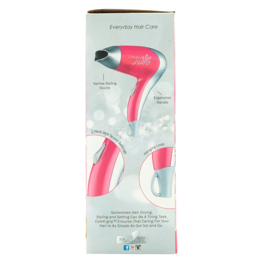 Carmen Compact 1200W Hair Dryer Pink