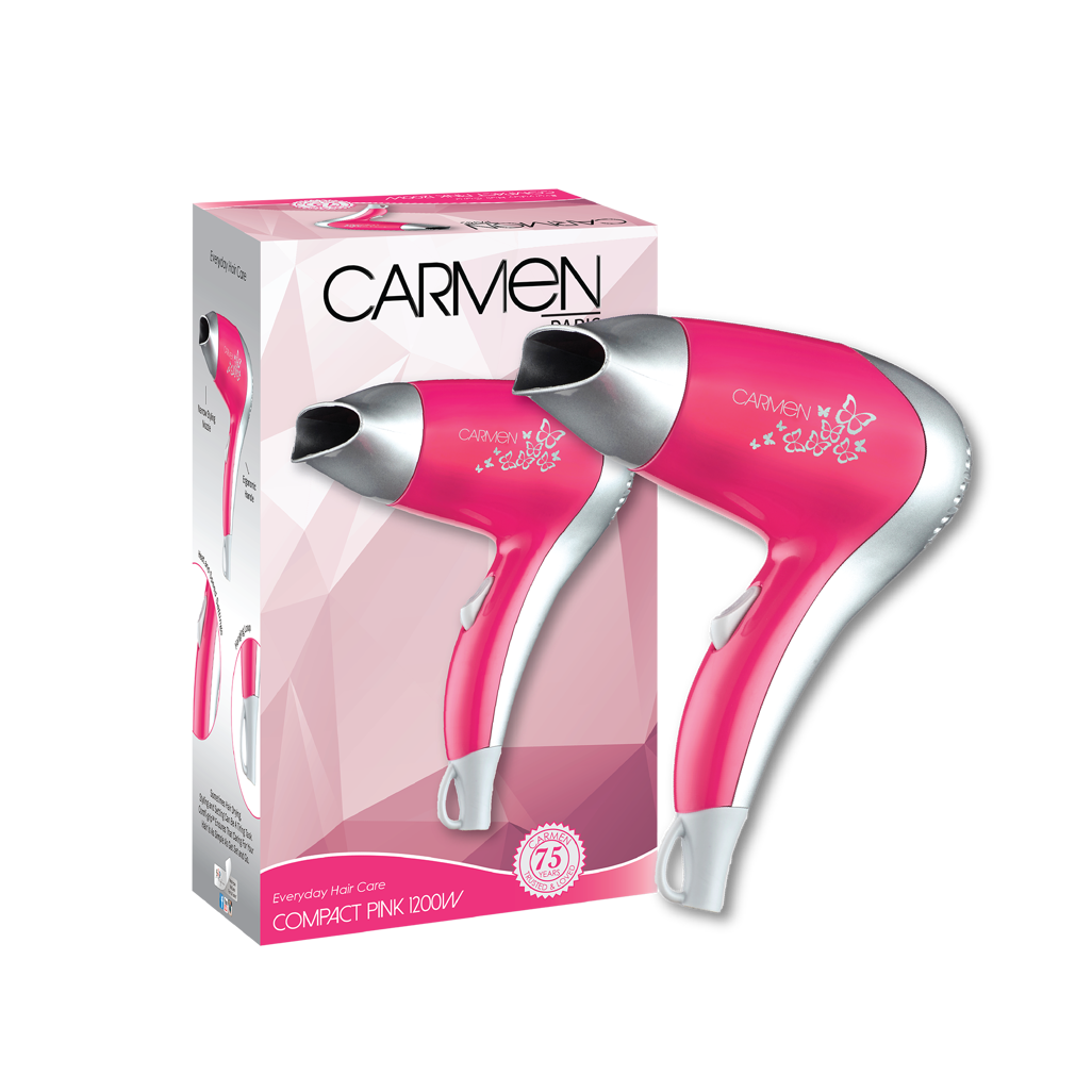 Carmen Compact 1200W Hair Dryer Pink