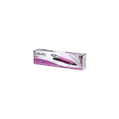Carmen Ceramic Straightener Wet n Dry- Pink, Salon-Quality Hair at Home