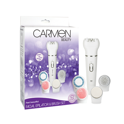 Carmen Facial Epilator & Brush Set - Complete Facial Care for Smooth Skin