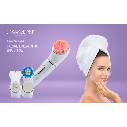 Carmen Facial Epilator & Brush Set - Complete Facial Care for Smooth Skin
