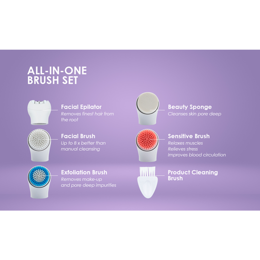 Carmen Facial Epilator & Brush Set - Complete Facial Care for Smooth Skin