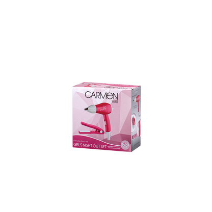 Carmen Ceramic Hair Straightener & Dryer Set - Pink, Travel Styling Kit