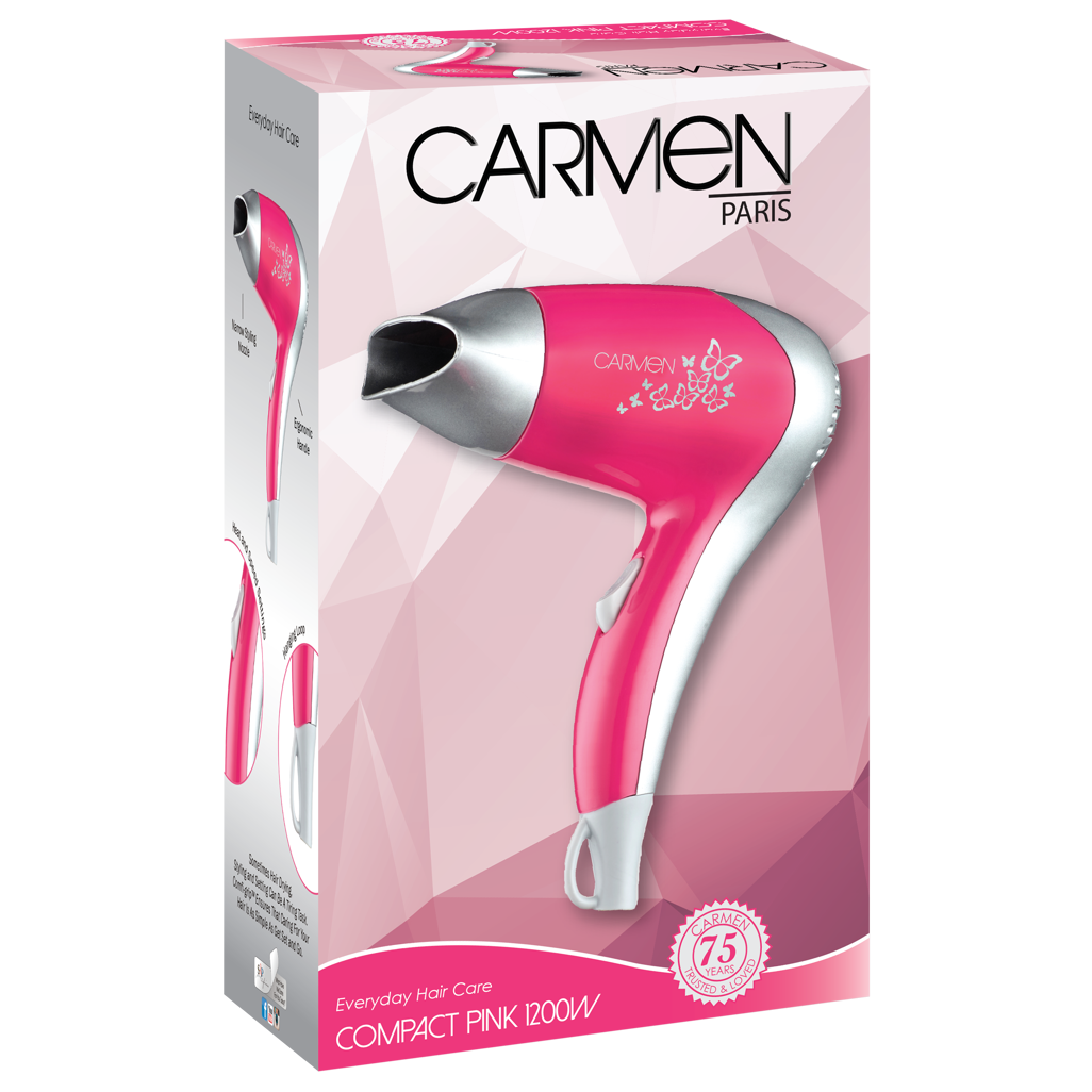 Carmen Compact 1200W Hair Dryer Pink