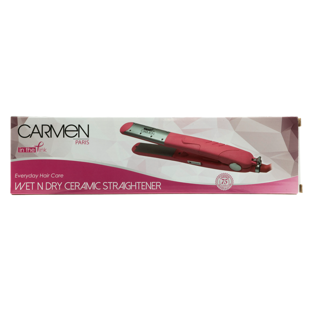 Carmen Ceramic Straightener Wet n Dry- Pink, Salon-Quality Hair at Home