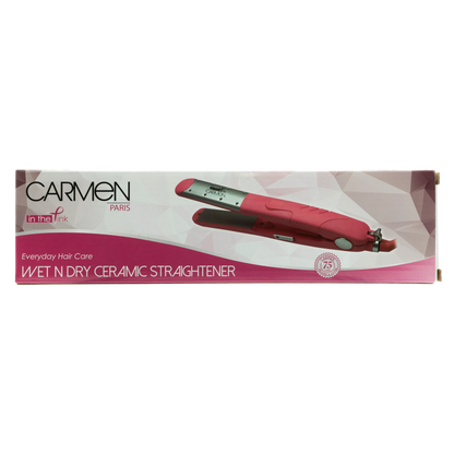 Carmen Ceramic Straightener Wet n Dry- Pink, Salon-Quality Hair at Home