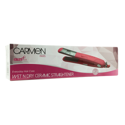 Carmen Ceramic Straightener Wet n Dry- Pink, Salon-Quality Hair at Home