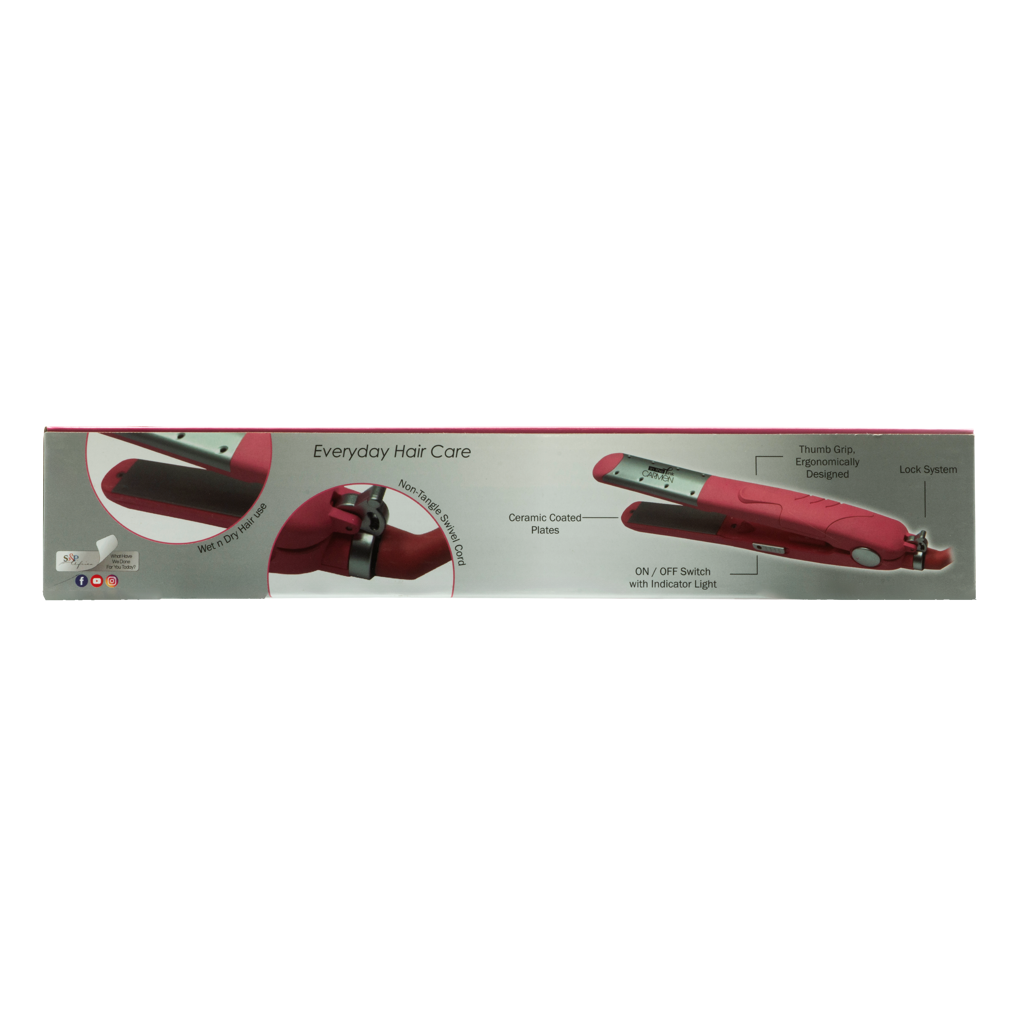 Carmen Ceramic Straightener Wet n Dry- Pink, Salon-Quality Hair at Home