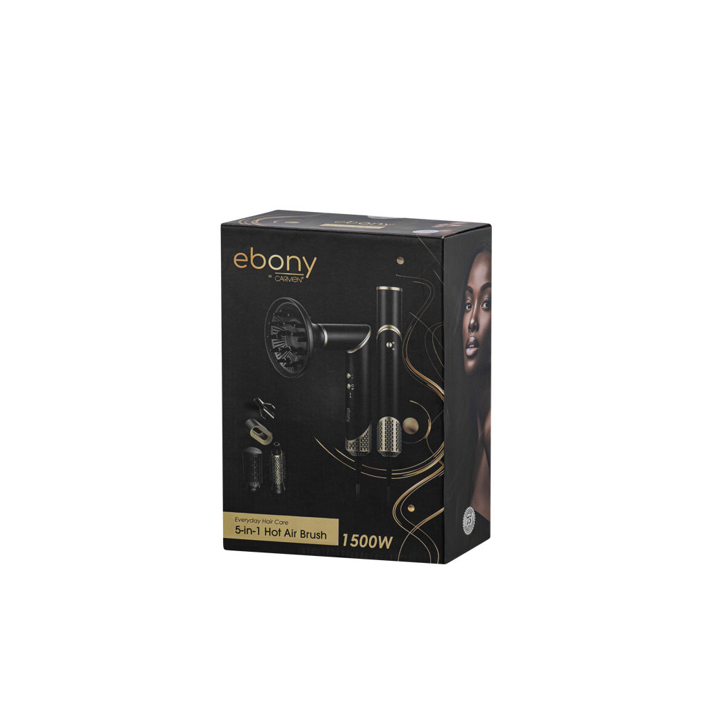 Carmen Ebony 5-in-1 Hot Air Brush Black Gold