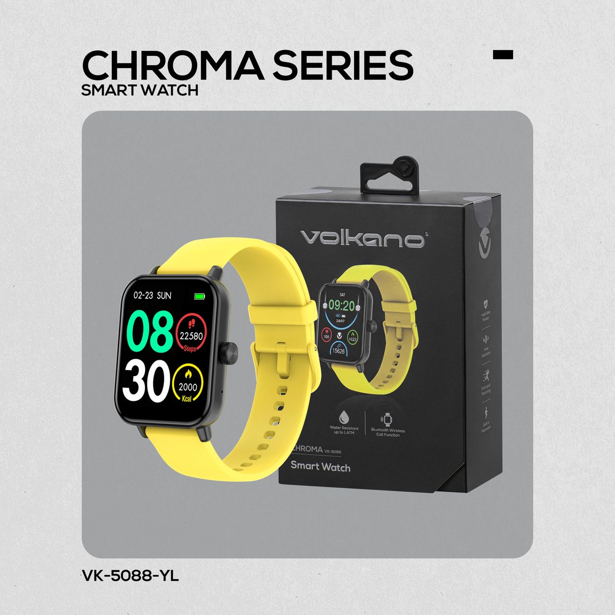 Volkano Chroma Series Smartwatch - Yellow