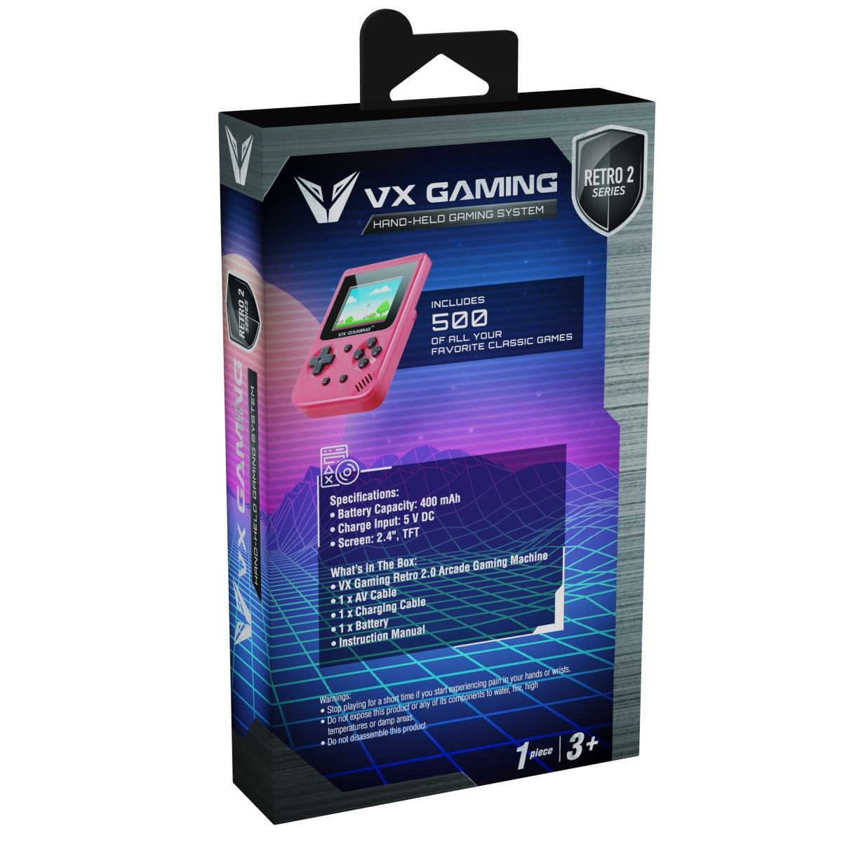 VX Gaming Retro 2.0 Handheld Gaming Machine With 500 Preloaded Games - Red