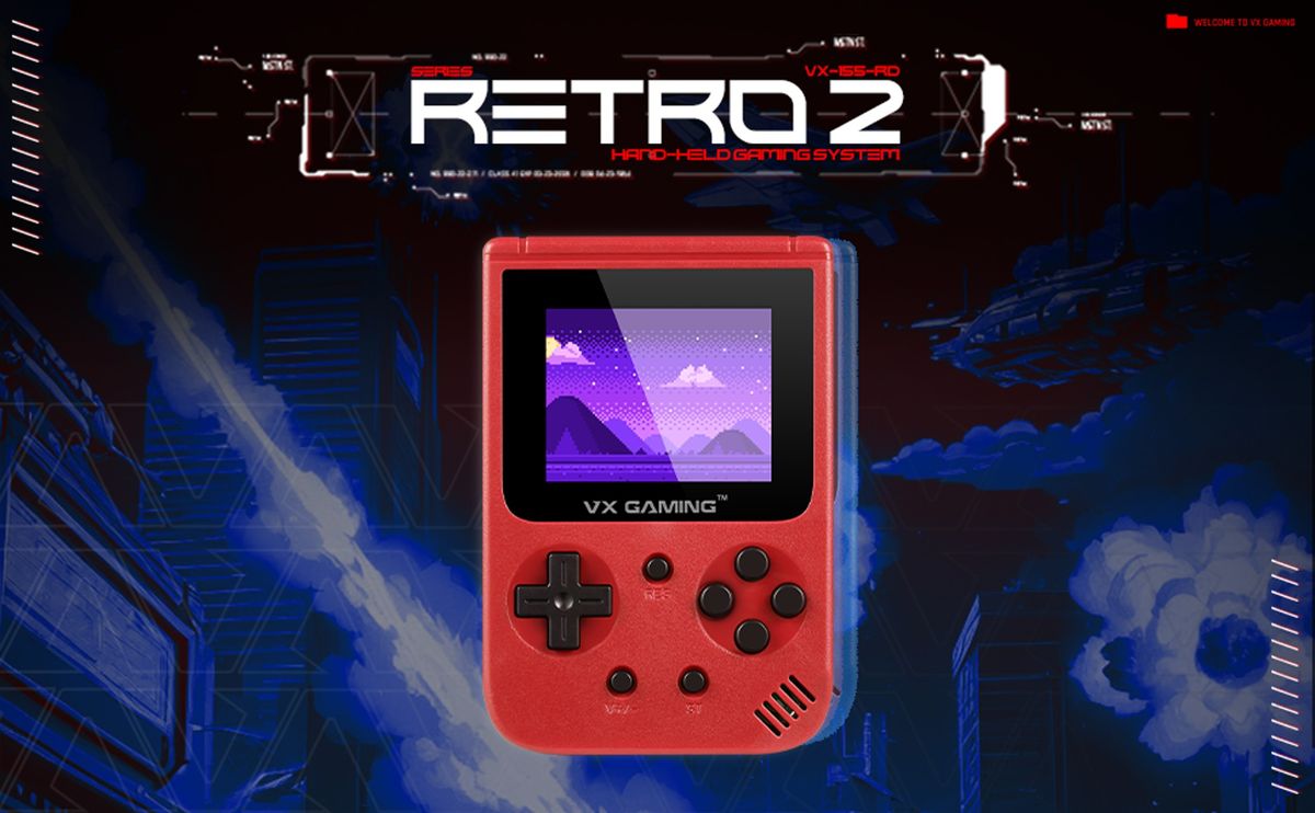 VX Gaming Retro 2.0 Handheld Gaming Machine With 500 Preloaded Games - Red