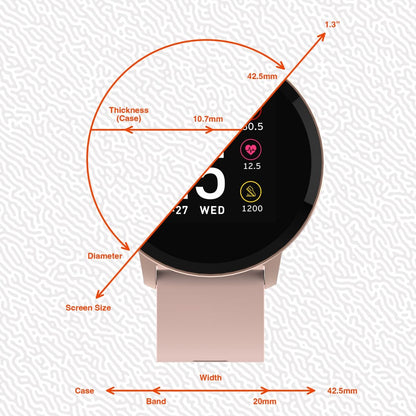 Volkano Smart Watch for Men or Women with Heart Rate Monitor - Trend Series - Rose Gold
