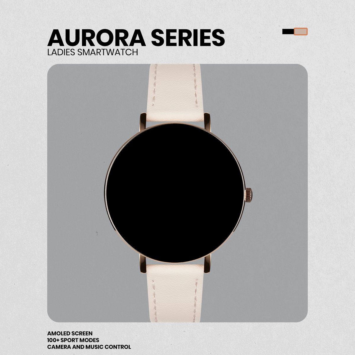 Volkano Aurora Series Ladies Smart Watch with Additional Silicone Strap - Gold