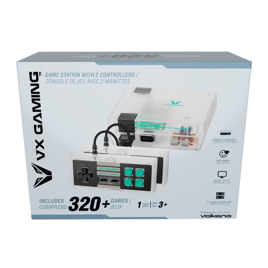 VX Gaming Classic 2.0 series Game Station with 2 Controllers - Clear