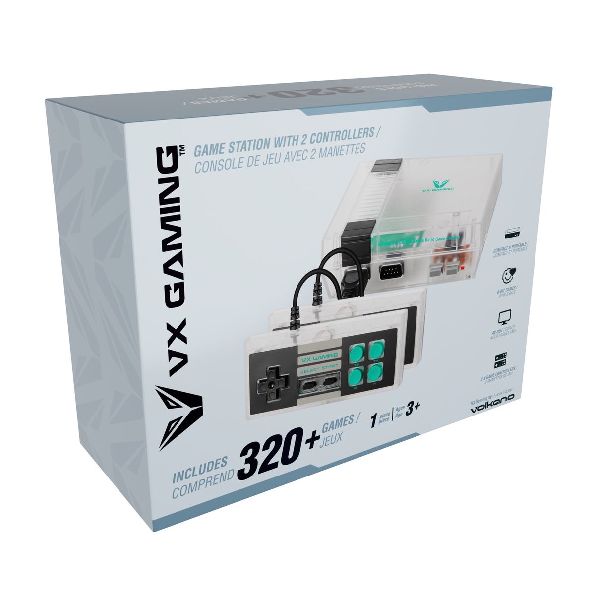 VX Gaming Classic 2.0 series Game Station with 2 Controllers - Clear