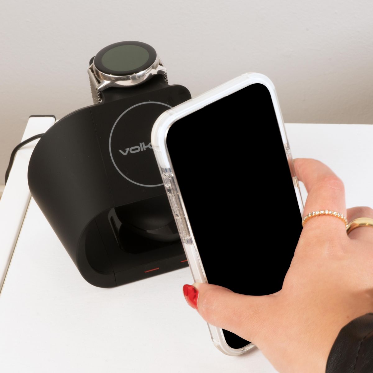 Volkano Gravity 3-in-1 Wireless 15W Charger - Fast Charging Dock, Black