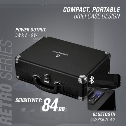 Volkano Retro Series Portable Vinyl 3-Speed Record Player Turntable