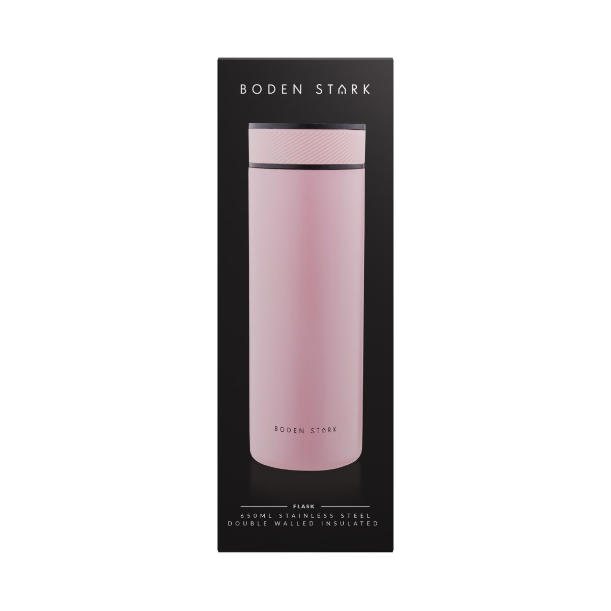 Boden Stark 650ml Travel Flask - Pastel Pink