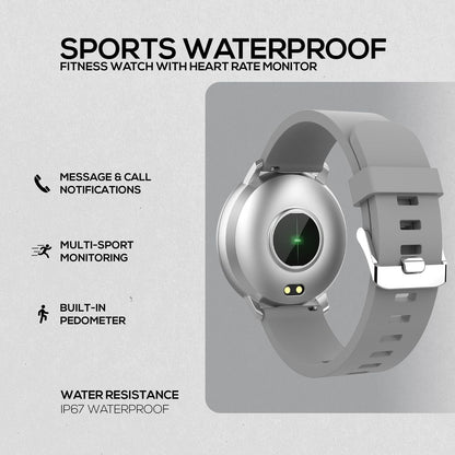 Volkano Smart Watch for Men or Women with Heart Rate Monitor - Trend Series - Silver