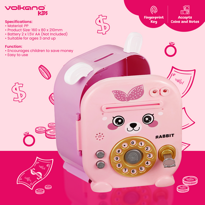 Volkano Kids Rabbit Series Money Saving Vault - Pink
