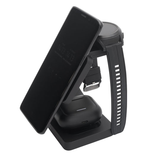 Volkano Gravity 3-in-1 Wireless 15W Charger - Fast Charging Dock, Black
