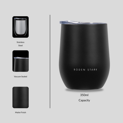 Boden Stark Stainless Steel 350 ml Tumbler Flask Black