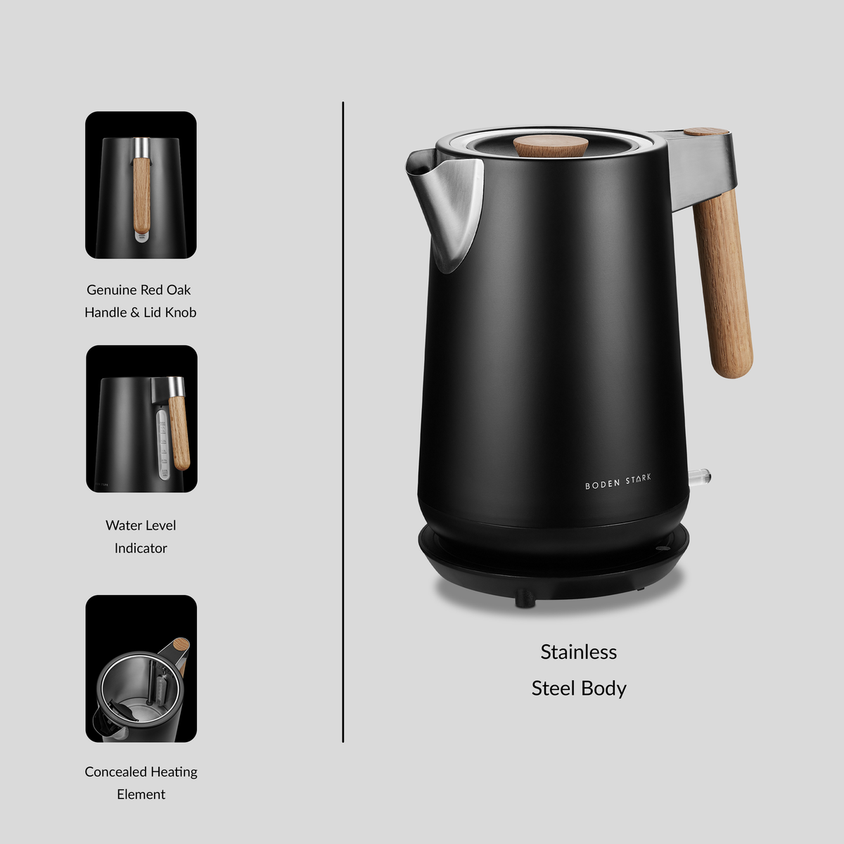 Boden Stark 1.7L Cordless Kettle with Boil Dry Protect | Anson Collection