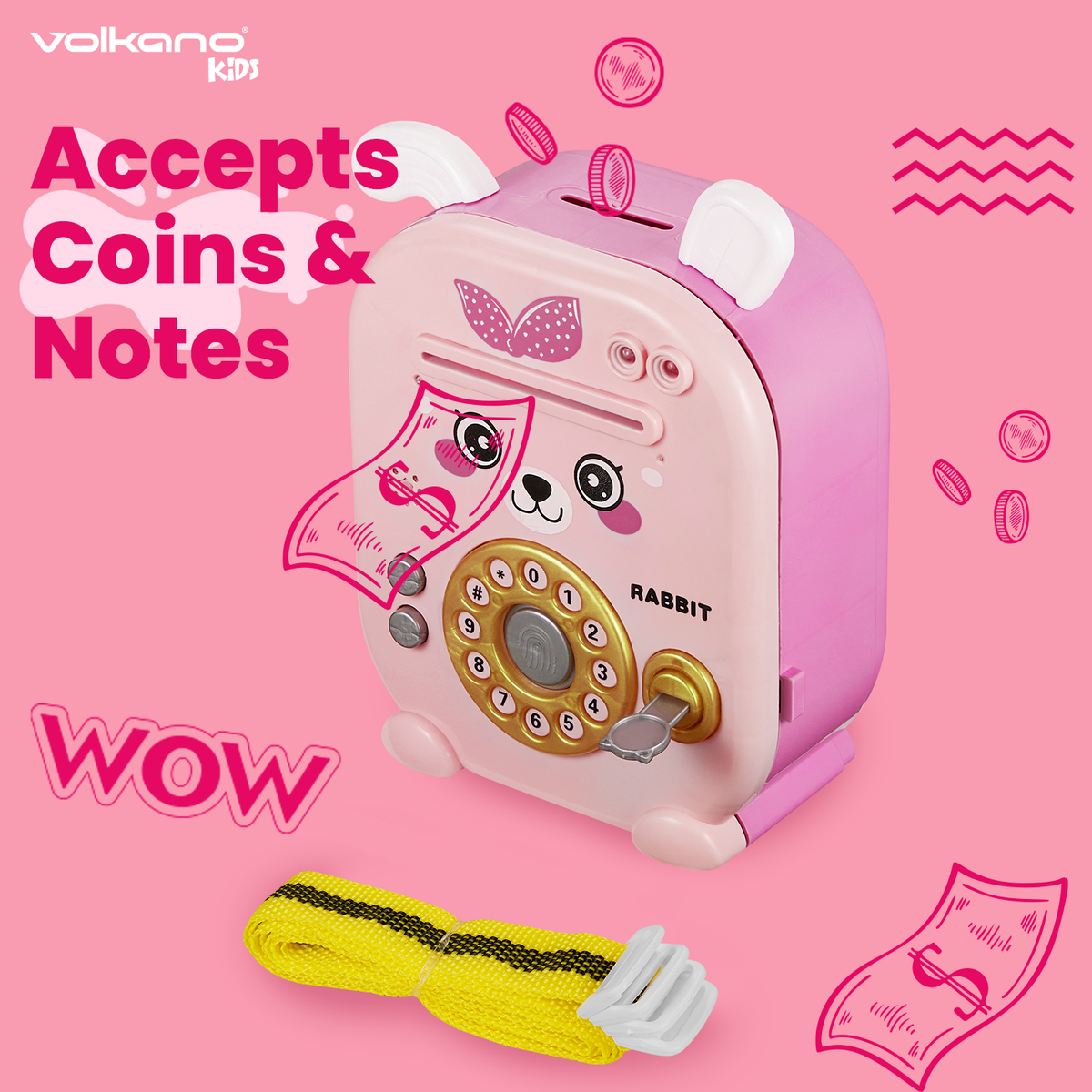 Volkano Kids Rabbit Series Money Saving Vault - Pink
