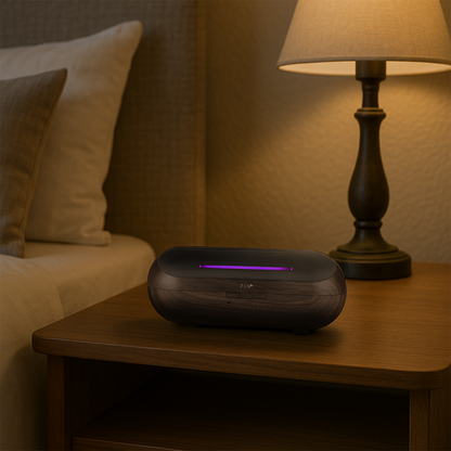 Zen Radiant Aroma Diffuser | Essential Oil Humidifier with LED Light - Dark Wood