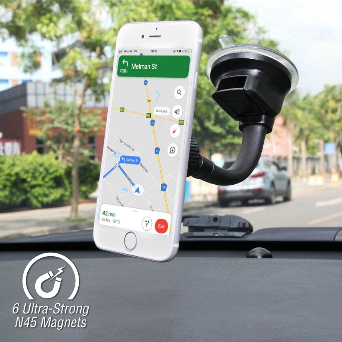 Volkano Magnetic Car Phone Holder - Flexible & Secure-Suction Mount