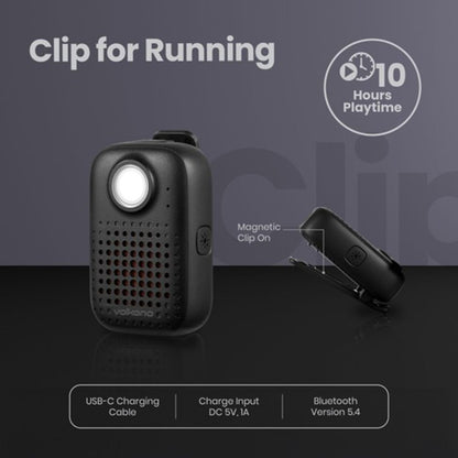 Volkano Flex Bluetooth Wireless Running Speaker with Magnetic Clip - Black