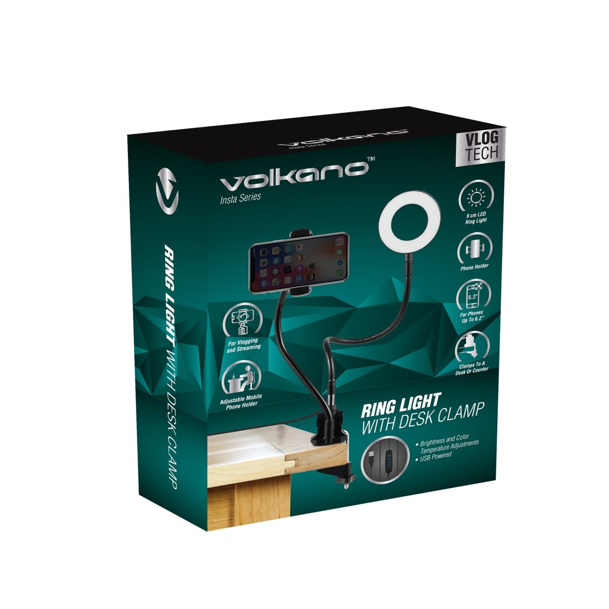 Volkano Ring Light with Desk Clamp : Insta Series