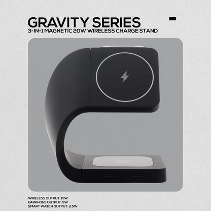 Volkano Gravity 3-in-1 Wireless 15W Charger - Fast Charging Dock, Black