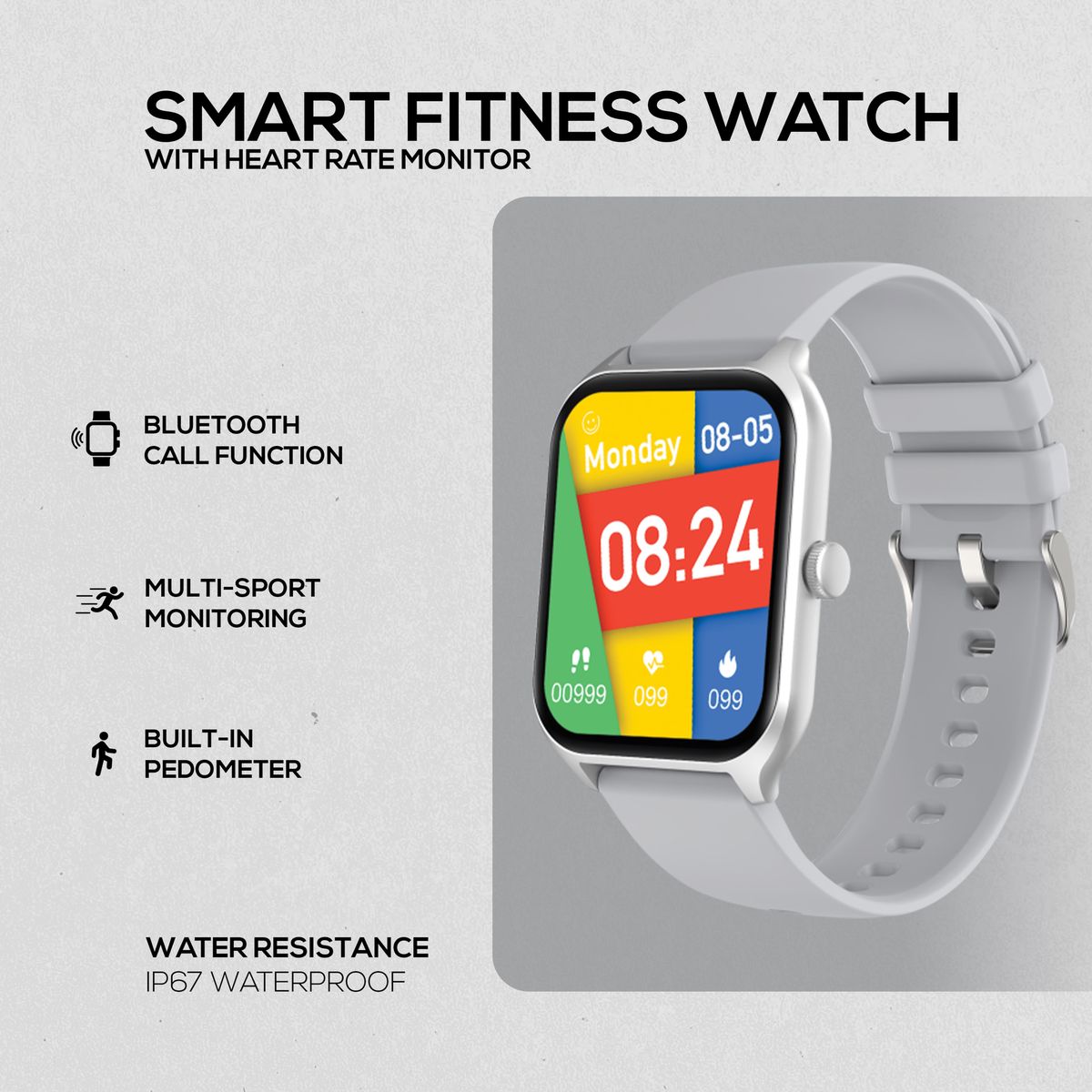 Volkano Smart Watch: Women & Men | Calling & Photo Uploads | Life Series - Silver