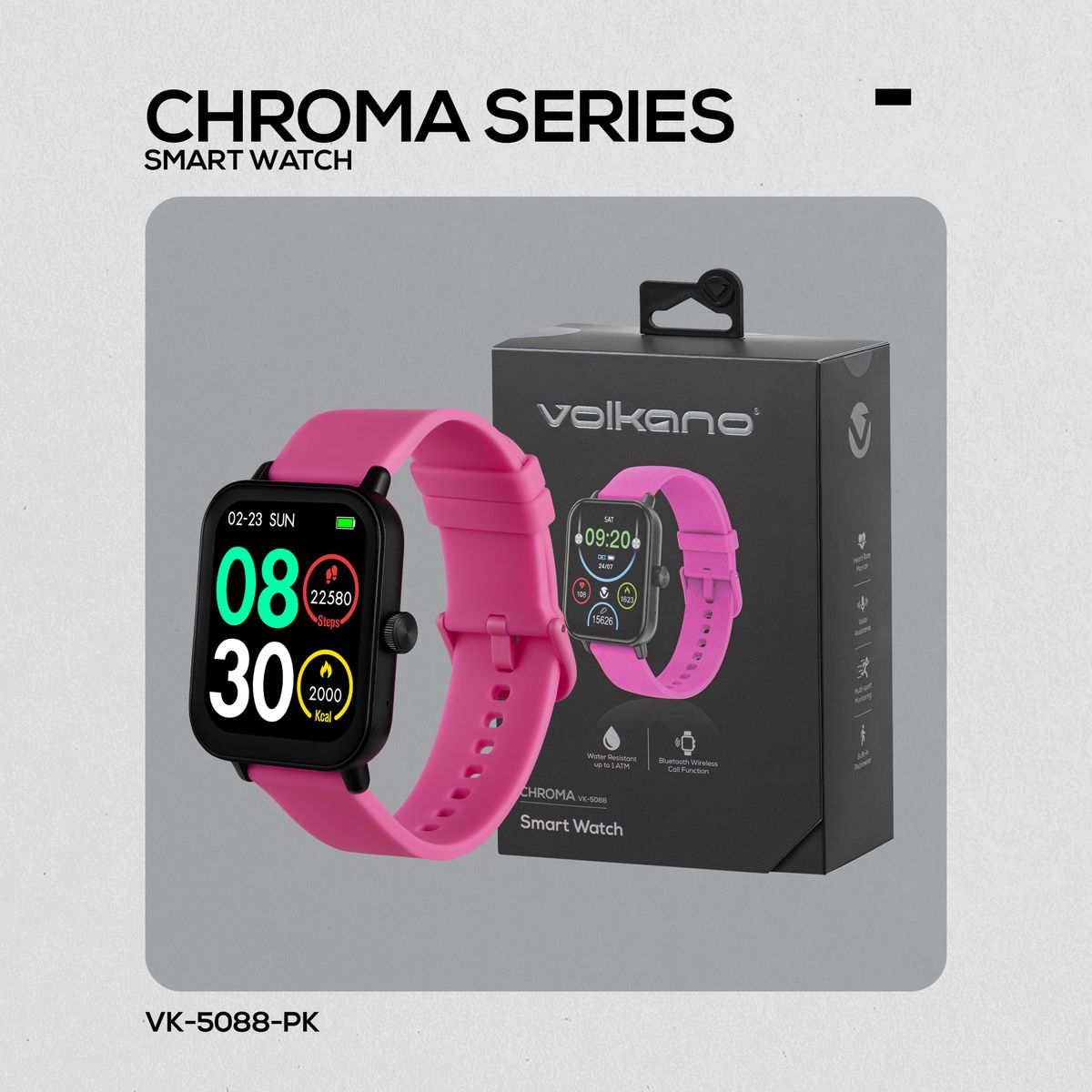 Volkano Chroma Series Smartwatch - Pink