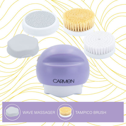 Carmen 4-in-1 Electric Body Brush - Cleanse, Exfoliate & Massage, Purple